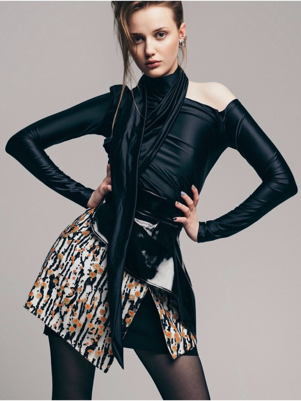 Julia Allert High-Waisted Multi-Layered Mini Skirt in Gold